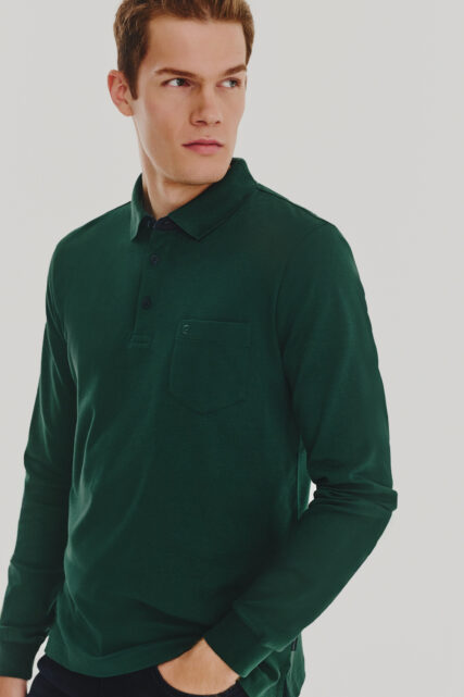 Polo Longsleeve Zielony Pierre Cardin